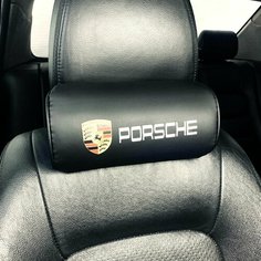 Подушка автомобильная с логотипом авто Porsche/Кожаная подушка на сиденье/Подголовник Нет бренда