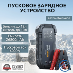 Автомобильное пусковое портативное устройство бустер YABER 26800mAh 6000A 150Вт
