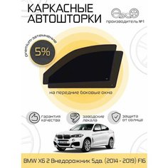Шторки EscO PREMIUM 90-95% на BMW X6 2 (2014 - 2019) F16 на Передние двери, крепятся на Магнитах ЭскО /Каркасные автошторки