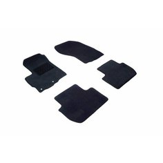 Ворсовые коврики LUX Mitsubishi Outlander 2 XL / Митсубиси Аутлендер 2 XL 2006-2012 черные Seintex 82763