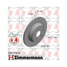 Тормозной диск зад Zimmermann 250.1376.20