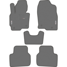 Автомобильные коврики EVA для Mazda CX-5 I (2011-2017), с каучуковым подпятником и 2 эмблемами Mazda, серые с серым кантом, ячейка - ромб Carstar