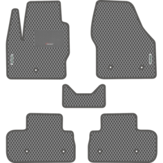 Автомобильные коврики EVA для Land Rover Freelander II рест. (2012-2014), с каучуковым подпятником и 2 эмблемами, серые с серым кантом, ячейка - ромб Carstar