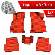 Коврики ЭВА Ромб для авто Заз Шанс / Zaz Chance 2009-2014 Г. В. Красный с Чёрным кантом Richmark