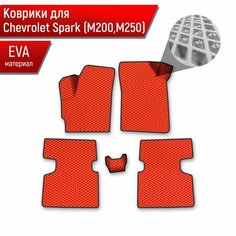 Коврики ЭВА Ромб для авто Chevrolet Spark M200-M250 / Шевроле Спарк 2005- Г. В. Красный с Чёрным кантом Richmark