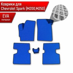 Коврики ЭВА Ромб для авто Chevrolet Spark M200-M250 / Шевроле Спарк 2005- Г. В. Синий с Чёрным кантом Richmark