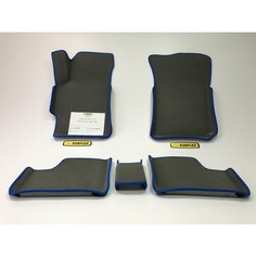 ЕВА Коврики в салон автомобиля Kia Spectra с бортами (серый; синий кант) / ЭВА коврики Киа Спектра в салон с бортами Нет бренда