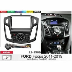 Переходная рамка 9" Android для FORD Focus 2011+ (с кнопками и платой / черный глянцевый) CARAV 22-1589