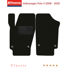 Коврики в салон текстильные Allmone "Классик" для Volkswagen Polo 5 2008 - 2020, черные, 2шт. / Фольксваген Поло 5