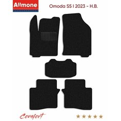 Коврики текстильные Allmone "Комфорт" для Omoda S5 1 2023 - Н. В, черные, 5шт. / Омода / ворсовые / автоковрики в салон
