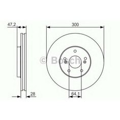 Диск тормозной передний для Хонда Аккорд 7 UC 2002-2007 год выпуска (Honda Accord 7 UC) BOSCH 0 986 479 R47