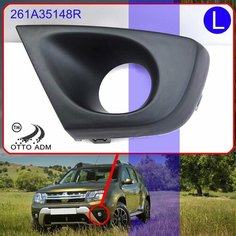 Накладка ПТФ для Рено Дастер, Решетка, рамка в бампер левая для Renault Duster (2015-2020) 261A35148R Otto Adm