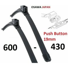 Бескаркасные щетки стеклоочистителя Osawa для 600-430 мм (с креплением Push Button 19 мм)
