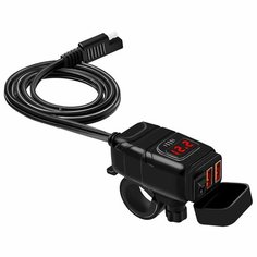 Влагозащитное зарядное устройство QC3.0 с 2 портами USB с дисплеем на руль мотоцикла Enduro Store