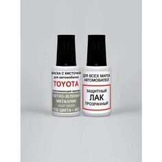 Краска для сколов во флаконе с кисточкой 6Q2 Toyota Светло-зеленый металлик, Light Green 20 мл. , краска+лак 2 предмета Ab Color