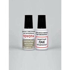 Краска для сколов во флаконе с кисточкой 583 Toyota Золотистый металлик, Champagne 20 мл. , краска+лак 2 предмета Ab Color
