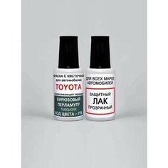 Краска для сколов во флаконе с кисточкой 776 Toyota Бирюзовый перламутровый металлик, Turquoise 20 мл. , краска+лак 2 предмета Ab Color
