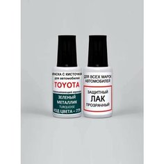 Краска для сколов во флаконе с кисточкой 779 Toyota Зеленый металлик, Turquoise 20 мл. , краска+лак 2 предмета Ab Color