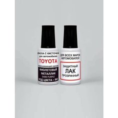 Краска для сколов во флаконе с кисточкой 945 Toyota Фиолетовый металлик, Dark Purple 20 мл. , краска+лак 2 предмета Ab Color