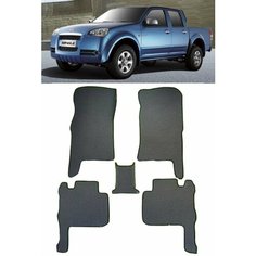 Ева коврики Great Wall Wingle 3 2006 - 2012/ Ева ЭВА сота/ цвет Черный c синей окантовкой / EVA Smart / коврики в салон автомобиля Грэйт вал