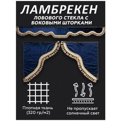 Ламбрекен лобового стекла с боковыми шторками LKW tech, синий