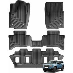 Коврики 3D TPEMATS, Toyota Land Cruiser Prado 250, для салона, противоскользящие, с бортами, морозостойкие, чёрные.
