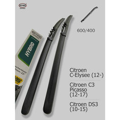 600 400мм. Дворники Щетки стеклоочистителя для Citroen C-Elysee Ситроен C-Elysee (12-); Citroen C3 Picasso Ситроен Ц3 Пикассо (12-17); Citroen DS3 Ситроен ДС3 (10-15) Heyner