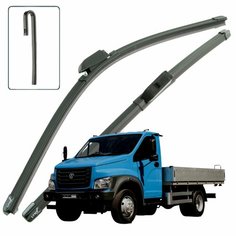 Дворники GAZ / ГАЗ ГАЗон Некст C41/C42 бортовой 2014 2015 2016 2017 2018 2019 2020 2021 2022 Щетки стеклоочистителя бескаркасные автомобильные LYNXauto 500мм-500мм к-т 2 шт.