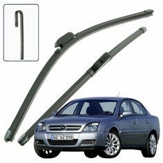 Дворники Opel Vectra C / Опель Вектра С седан 2002 / 2003 / 2004 / 2005 Щетки стеклоочистителя бескаркасные автомобильные LYNXauto 600мм-480мм к-т 2шт.