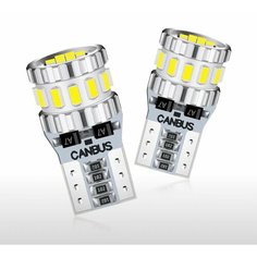 Т10 W5W светодиодная автолампа биполярная 12V Led с обманкой в передние габариты / подсветка номера / багажника / салона, комплект (2шт) цвет белый Нет бренда