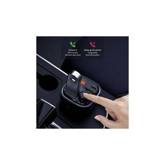 FM трансмиттер Recci RQ08, 2U+C, 15W, Bluetooth 5.0/USB Flash/LED подсветка, Черный