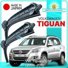 Дворники VW Volkswagen Tiguan (1) NF / Фольксваген Тигуан НФ 2006 2007 2008 2009 2010 2011 Щетки стеклоочистителя бескаркасные автомобильные LYNXauto 600мм-530мм к-т 2шт.