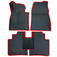 Коврики для HONGQI H5 2 (2022-2024), Черные с красной окантовкой, Комплект 5 шт Rcn Garage