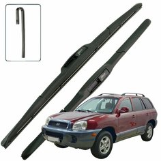 Дворники Hyundai Santa Fe (1) SM / Хендай Санта Фе СМ рест. 2004 / 2005 / 2006 Щетки стеклоочистителя гибридные ОЕМ для автомобиля LYNXauto к-т 2шт, 550мм-500мм