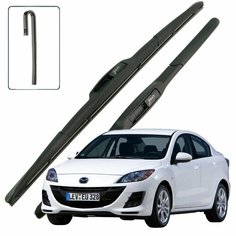 Дворники Mazda 3 (2) BL / Мазда 3 БЛ седан 2008 / 2009 / 2010 / 2011 Щетки стеклоочистителя гибридные ОЕМ для автомобиля LYNXauto 600мм-480мм к-т 2шт.