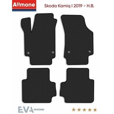Коврики в салон ЭВА Allmone для Skoda Kamiq 1 (suv) 2019 - Н. В, черные, 4шт. / Шкода Камик 1