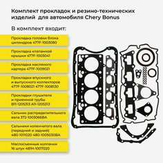 Прокладки Чери Бонус (CHERY BONUS) полный комплект для двигателя прокладка ГБЦ металлическая Китавтотранс
