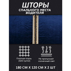 Шторы на спальник для грузовика LKW tech, 180х120см, комплект 2шт, синие Нет бренда
