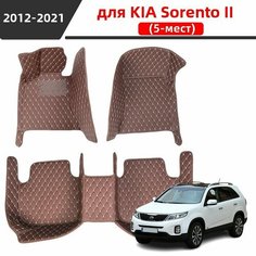 Автомобильные 3D-коврики, используемые в Kia Sorento II/Киа Соренто II 2012-2021, представляют собой водонепроницаемый и износостойкий кожаный материал для защиты салона автомобиля. Нет бренда