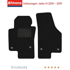 Коврики в салон текстильные Allmone "Стандарт" для Volkswagen Jetta 6 (NF) 2010 - 2019, черные, 2шт. / Фольксваген Джетта 6