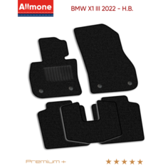 Коврики в салон текстильные Allmone "Премиум+" для BMW X1 3 (КитайU11) 2022 - Н. В, черные, 5шт. / БМВ