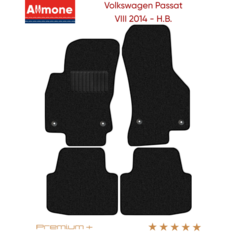 Коврики в салон текстильные Allmone "Премиум+" для Volkswagen Passat 8 (B8, B8.5) 2014 - Н. В, черные, 4шт. / Фольксваген Пассат 8