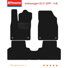 Коврики в салон текстильные Allmone "Премиум+" для Volkswagen ID.3 1 (Хэтчбек) 2019 - Н. В. задний цельный, черные, 3шт. / Фольксваген ИД 3 1