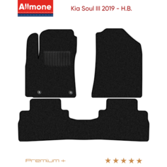 Коврики в салон текстильные Allmone "Премиум+" для Kia Soul 3 (SK3) 2019 - Н. В. задний цельный, черные, 3шт. / Киа Соул 3