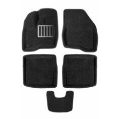 Коврики текстильные 3D Euromat для Ford Explorer V (2010-2015) (3Д Евромат Форд Эксплорер 5), с металлическим подпятником, черные