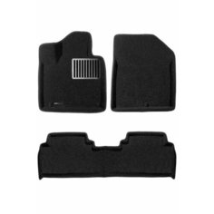 Коврики текстильные 3D Euromat для KIA Sorento III Prime (2014-2020) (3Д Евромат Киа Соренто Прайм), с металлическим подпятником, черные