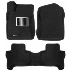 Коврики текстильные 3D Euromat для Toyota Landcruiser Prado 120 (2002-2009) / 3Д Евромат Тойота Ленд Крузер Прадо 120 / Лексус 470, с металлическим подпятником, черные