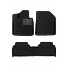 Коврики текстильные 3D Euromat для KIA Sorento Prime (2014-2020) (3Д Евромат Киа Соренто Прайм), с полиуретановым подпятником, черные