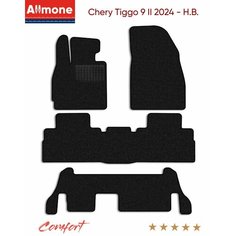 Коврики текстильные Allmone "Комфорт" для Chery Tiggo 9 2 (suv) 2024 - Н. В. задний цельный, черные