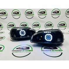 Фары передние Калина 1 bi-xenon квадратная ДХО черная маска в стиле Black Edition Нет бренда